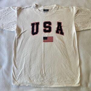VTG Van Heusent T Shirt Men’s L White USA American Flag Tradition Single Stitch